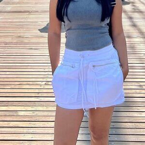 ZARA front zipper pocket- White mini skirt